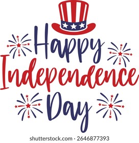 Independence Day 4th of July typography clip art design on plain white transparent isolated background for card, shirt, hoodie, sweatshirt, apparel, tag, mug, icon, poster or badge