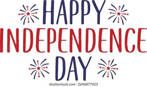 Independence Day 4th of July typography clip art design on plain white transparent isolated background for card, shirt, hoodie, sweatshirt, apparel, tag, mug, icon, poster or badge
