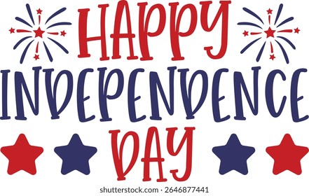 Independence Day 4th of July typography clip art design on plain white transparent isolated background for card, shirt, hoodie, sweatshirt, apparel, tag, mug, icon, poster or badge