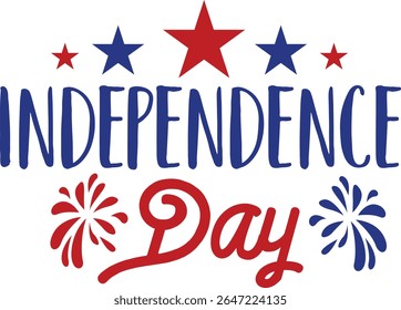 Independence Day 4th of July typography clip art design on plain white transparent isolated background for card, shirt, hoodie, sweatshirt, apparel, tag, mug, icon, poster or badge