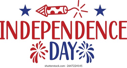 Día de la Independencia 4 de julio tipografía diseño de arte de Clip sobre fondo aislado transparente blanco liso para tarjeta, camisa, sudadera con capucha, sudadera, ropa, etiqueta, taza, icono, póster o insignia