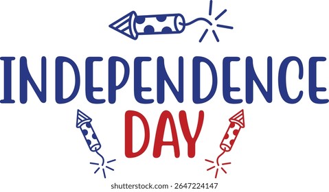 Independence Day 4th of July typography clip art design on plain white transparent isolated background for card, shirt, hoodie, sweatshirt, apparel, tag, mug, icon, poster or badge
