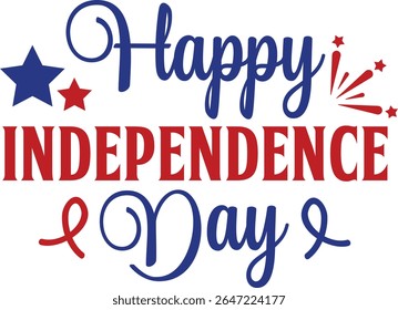 Independence Day 4th of July typography clip art design on plain white transparent isolated background for card, shirt, hoodie, sweatshirt, apparel, tag, mug, icon, poster or badge