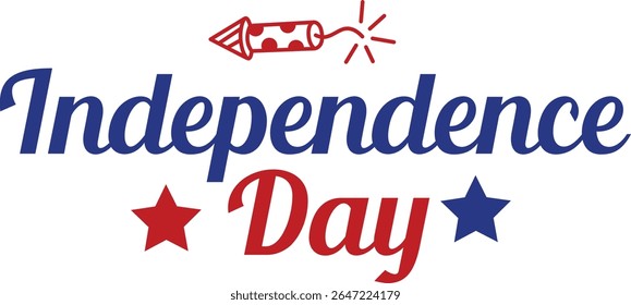 Independence Day 4th of July typography clip art design on plain white transparent isolated background for card, shirt, hoodie, sweatshirt, apparel, tag, mug, icon, poster or badge