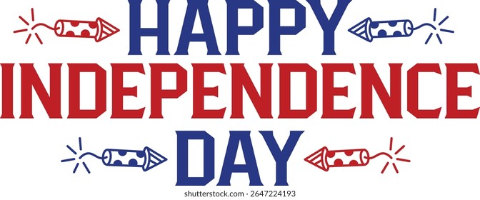 Independence Day 4th of July typography clip art design on plain white transparent isolated background for card, shirt, hoodie, sweatshirt, apparel, tag, mug, icon, poster or badge