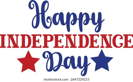 Independence Day 4th of July typography clip art design on plain white transparent isolated background for card, shirt, hoodie, sweatshirt, apparel, tag, mug, icon, poster or badge