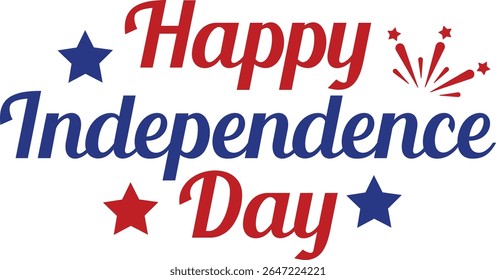 Independence Day 4th of July typography clip art design on plain white transparent isolated background for card, shirt, hoodie, sweatshirt, apparel, tag, mug, icon, poster or badge