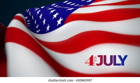 Independence Day. 4th of July. United States of America holiday event. Vector illustration with wavy american flag.