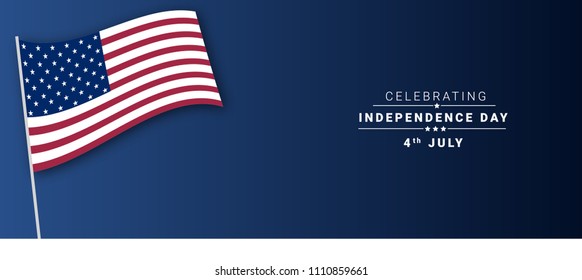 Independence day 4th july vector banner with american flag design and illustration. 