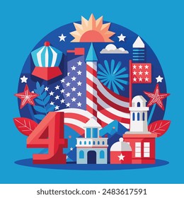 Día de la Independencia 4 de julio diseño de Vector.