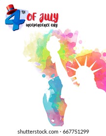 Independence day 4th july water color style vector