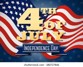 Independence Day, 4th Of July Wavy Flag Design, Vector Illustration.