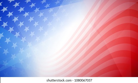 Independence day abstract background with elements of the american flag in red and blue colors