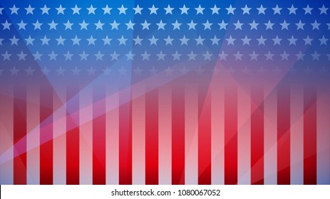 Independence day abstract background with elements of the american flag in red and blue colors