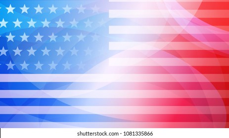 Independence day abstract background with elements of the american flag in red and blue colors