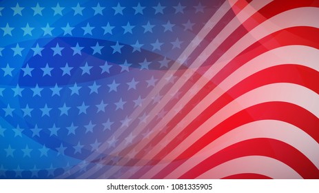 Independence day abstract background with elements of the american flag in red and blue colors