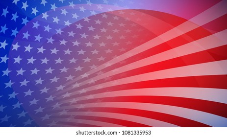 Independence day abstract background with elements of the american flag in red and blue colors