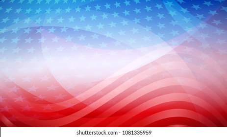 Independence day abstract background with elements of the american flag in red and blue colors