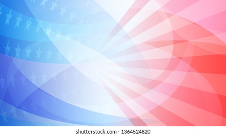Independence day abstract background with elements of the american flag in red and blue colors