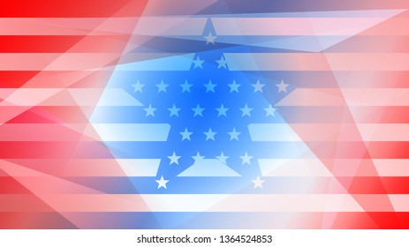 Independence day abstract background with elements of the american flag in red and blue colors