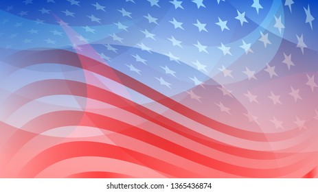 Independence day abstract background with elements of the american flag in red and blue colors