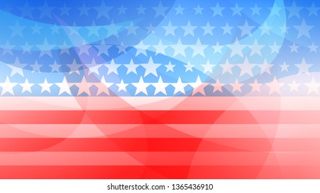 Independence day abstract background with elements of the american flag in red and blue colors