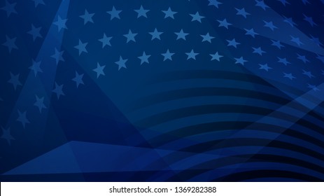 Independence day abstract background with elements of the American flag in dark blue colors