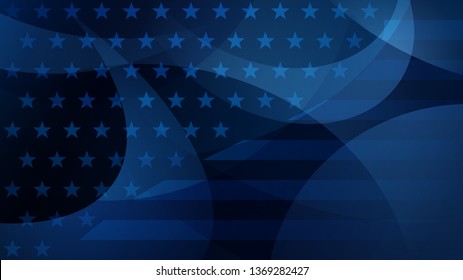 Independence day abstract background with elements of the American flag in dark blue colors