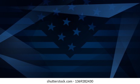 Independence day abstract background with elements of the American flag in dark blue colors