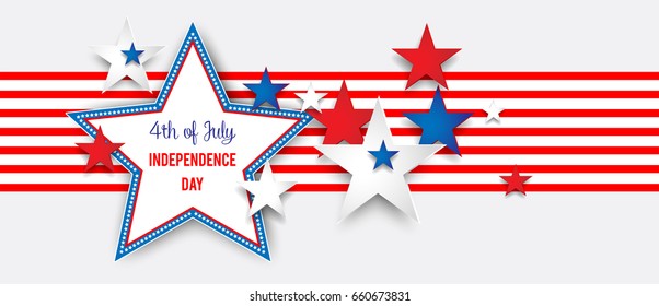 Independence day abstract background with stars and place for text.