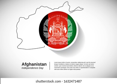 Independence day of Afghanistan. Creative national holiday of Afghanistan with map design elements and country flag in circle. Modern greeting card, banner vector illustration.