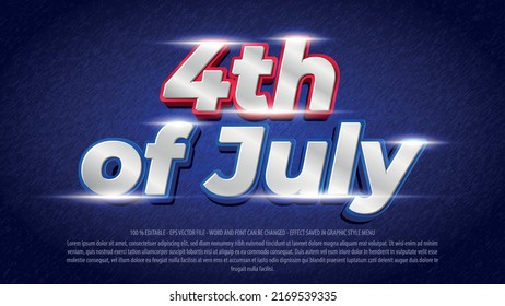 Independence Day Of America 3d Style, 4th Of July Editable Text Effect