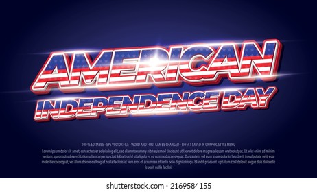 Independence Day Of America 3d Style Editable Text Effect