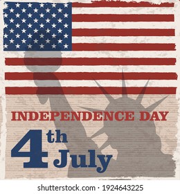 Independence day of America, 4 july. Happy independence day greeting card, banner, poster or flyer. Vector illustration in vintage style