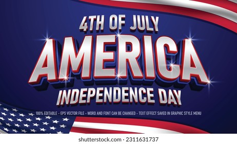 Independence day of america, 4th of july editable text effect