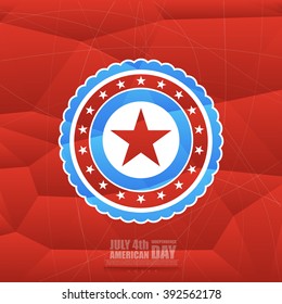 Independence day of America, 4th July, on polygonal background, geometric shapes, vector illustration 