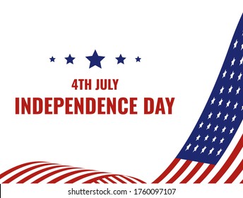 Independence day with America Flag Waving - Poster - Banner - 4th July - Vector Illustration