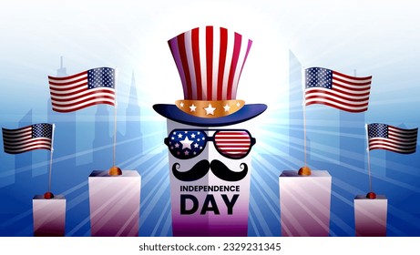 Independence day of america illustration suitable for banner or greeting card premium vector