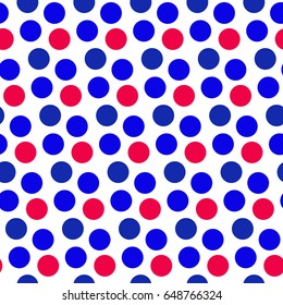 Independence Day of America seamless pattern. July 4th an endless background. USA national holiday repeating texture with polka dots. Vector illustration