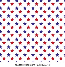 Independence Day of America seamless pattern. July 4th  endless background. USA national holiday repeating texture with stars. Vector illustration