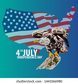 independence day of america vector for greeting card, poster and banner