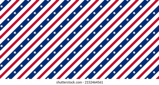 Independence day American patriotic stars and stripes seamless pattern vector background