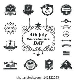 Independence day american sign and icon, vector illustration