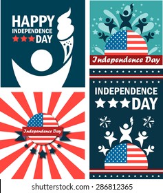 Independence day American signs,background and objects set 2 , vector illustration