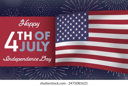 Independence Day American Stars and Stripes and Fireworks Background Design_4th of July American Independence Day Title Material	
