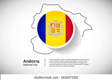 Independence day of Andorra. Creative national holiday of Andorra with map design elements and country flag in circle. Modern greeting card, banner vector illustration.