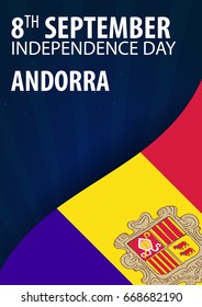 Independence day of Andorra. Flag and Patriotic Banner. Vector illustration