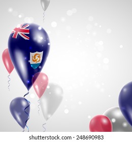 Independence Day. Anguilla flag on air balloon. Celebration and gifts. Balloons on the feast of the national.  Use for brochures, printed materials, signs, elements