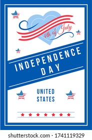 Independence Day anniversary poster flat vector template. American national holiday. US freedom and liberty. Brochure, booklet one page concept design. Fourth of July event flyer, leaflet