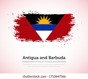 Independence day of Antigua and Barbuda country. Abstract flag in shape of paint brush stroke with shiny colored background